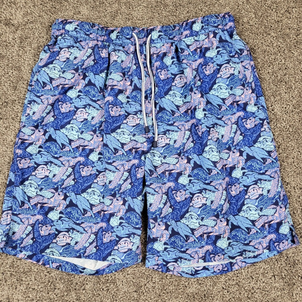 Peter Millar Swim Trunks Mens Medium Blue Sea Turtle MS21P17 Excellent Mosaic